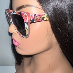 DOLCE & GABANA Sunglasses Pink Floral w/ Metallic Lenses Case Included